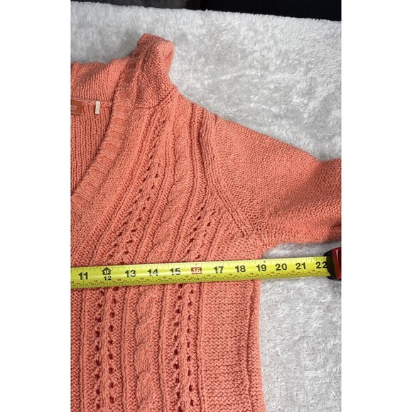 Tommy Bahama Chunky Cotton Cable Knit Sweater Hoody Womens Size M Coral pullover - Picture 9 of 11